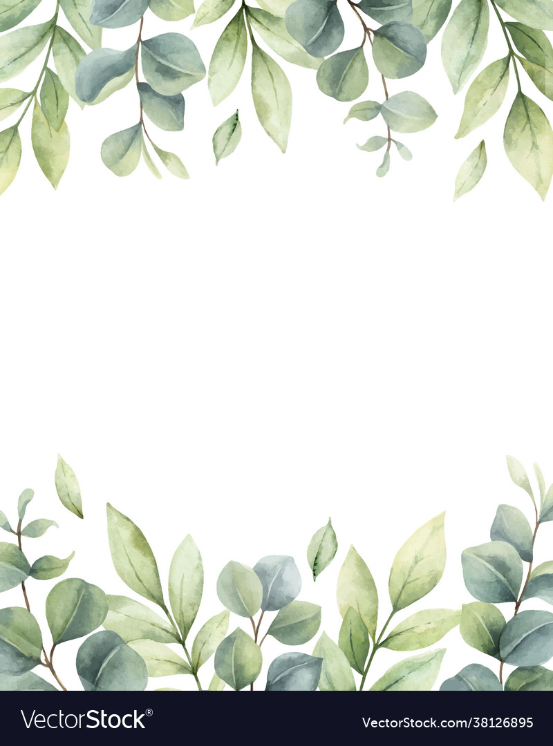 Watercolor card green branches Royalty Free Vector Image