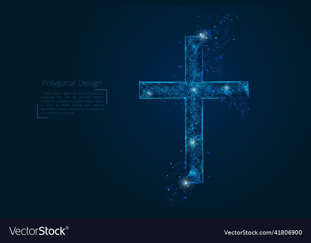 Abstract isolated image christian cross polygonal