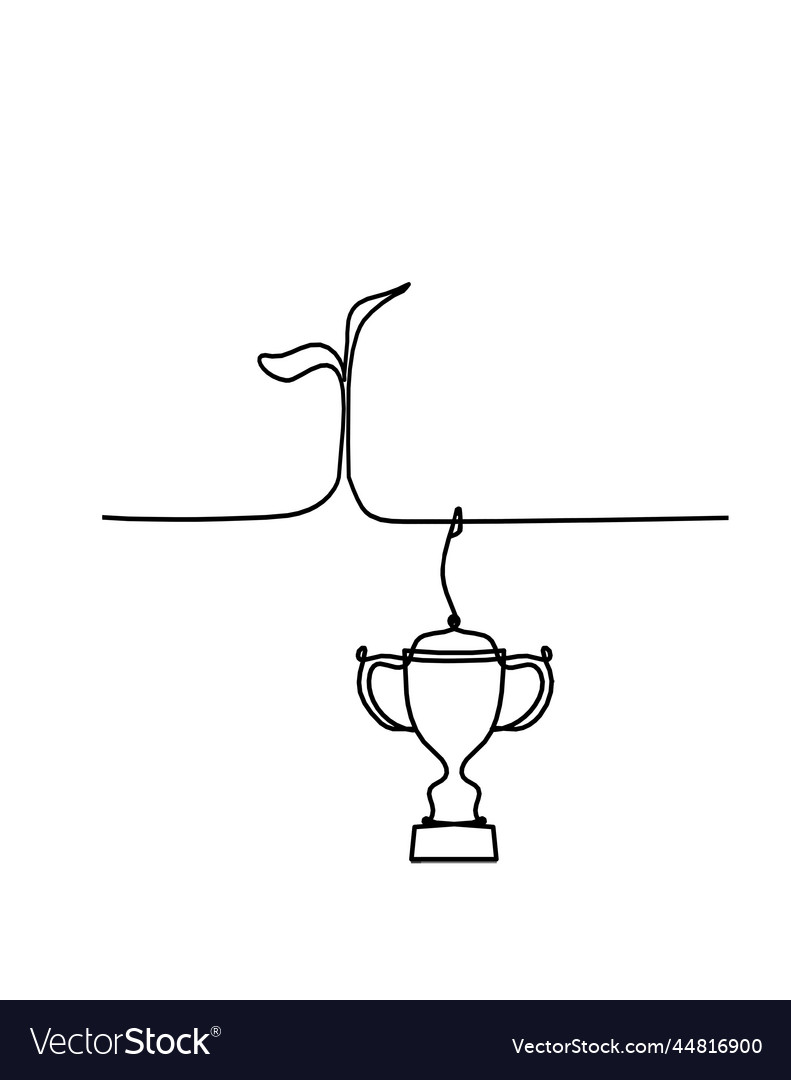 Abstract tree with trophy as line drawing