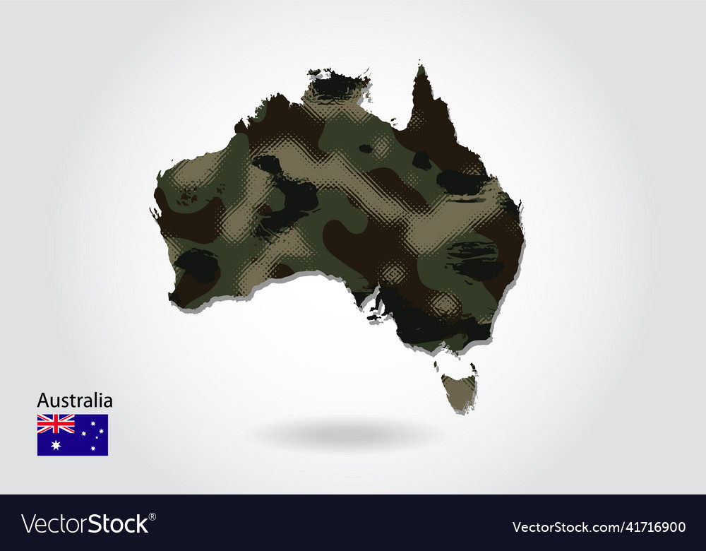 Australia map with camouflage pattern forest vector image Australia map with camouflage pattern forest