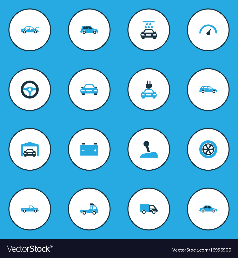 Auto colorful icons set collection of station