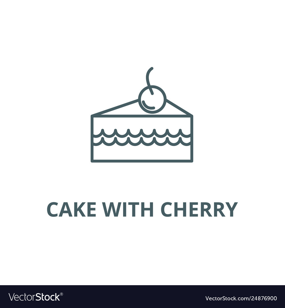 Cake slice with cherry line icon