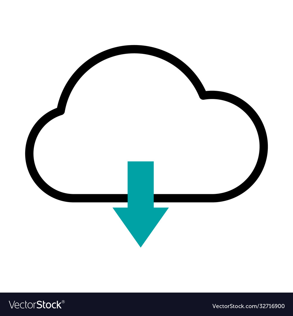 Cloud with dowload arrow icon half line vector image Cloud with dowload arrow icon half line