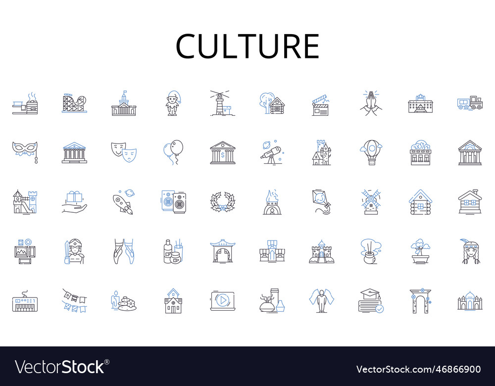 Culture line icons collection connections