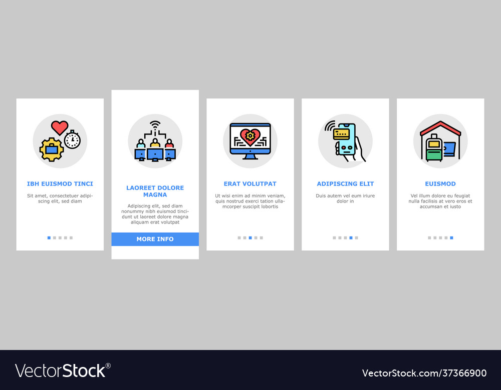 Digital nomad worker onboarding icons set vector image Digital nomad worker onboarding icons set