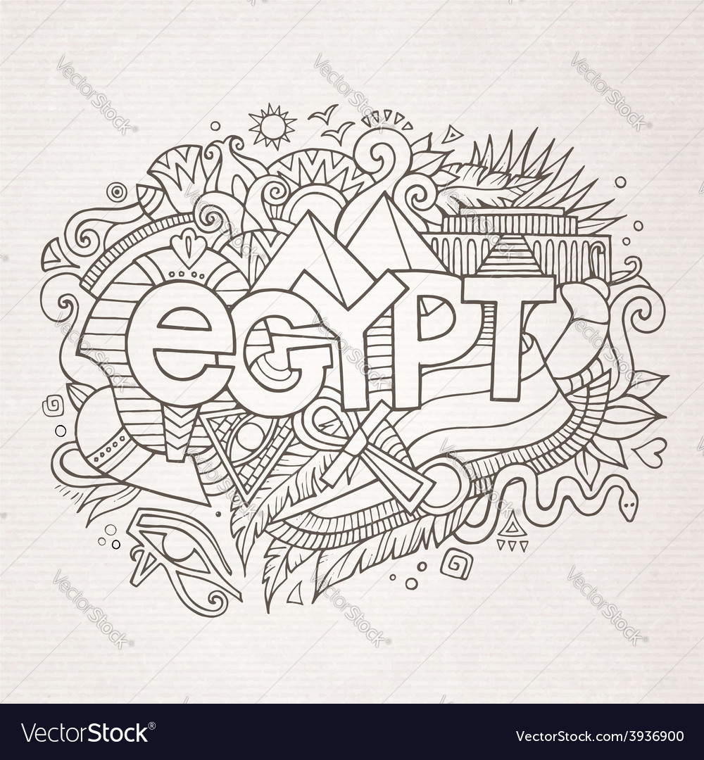 Egypt hand lettering and doodles elements Vector Image