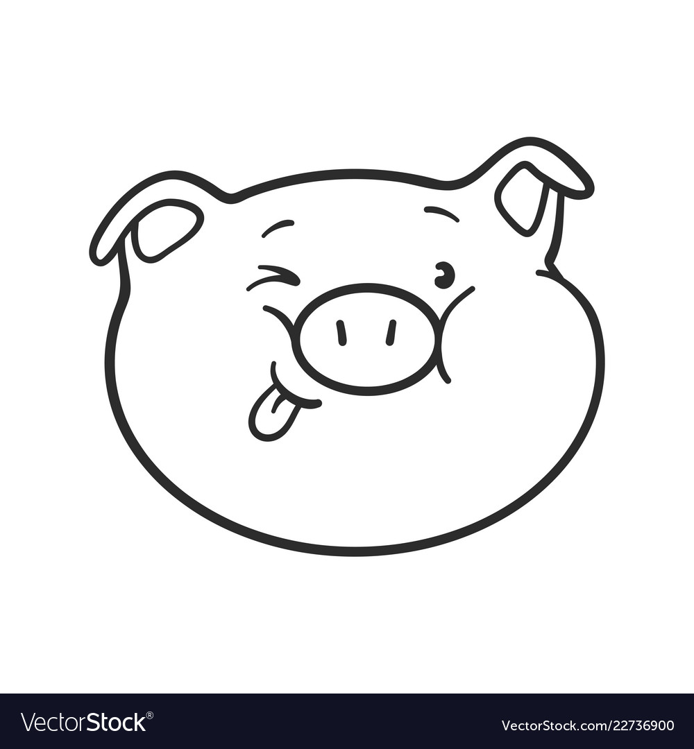 Emoji pig for coloring book emoticon icon Vector Image