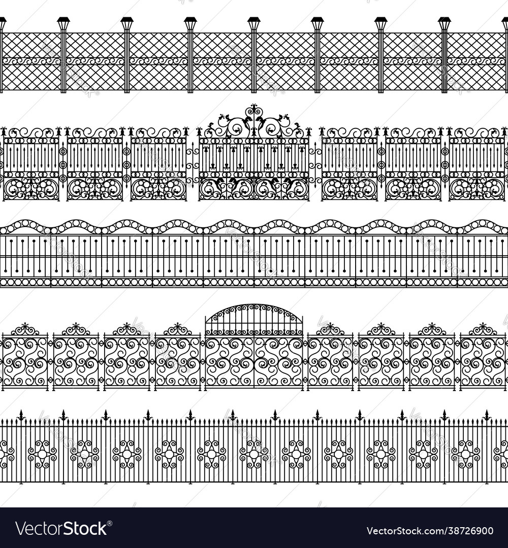Fences border pattern set Vector Image Fences border pattern set