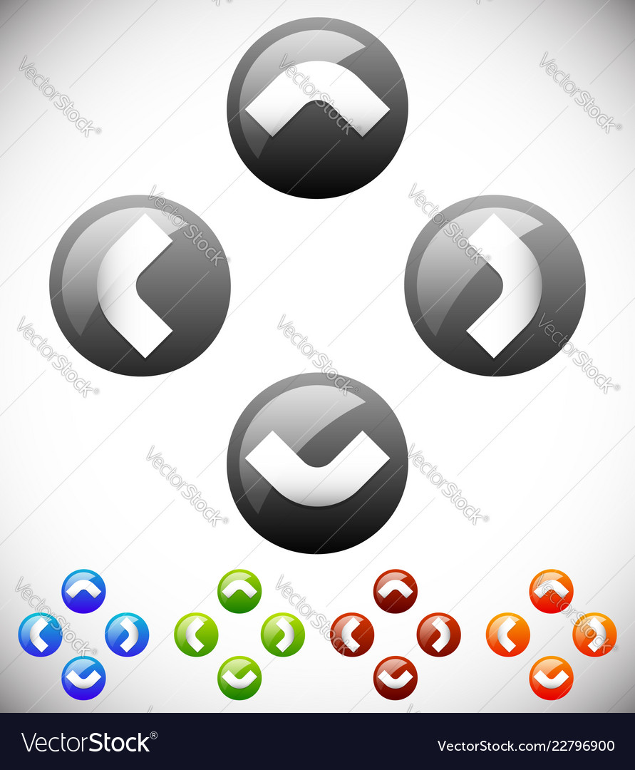 Four way arrow button with arrows vector image Four way arrow button with arrows