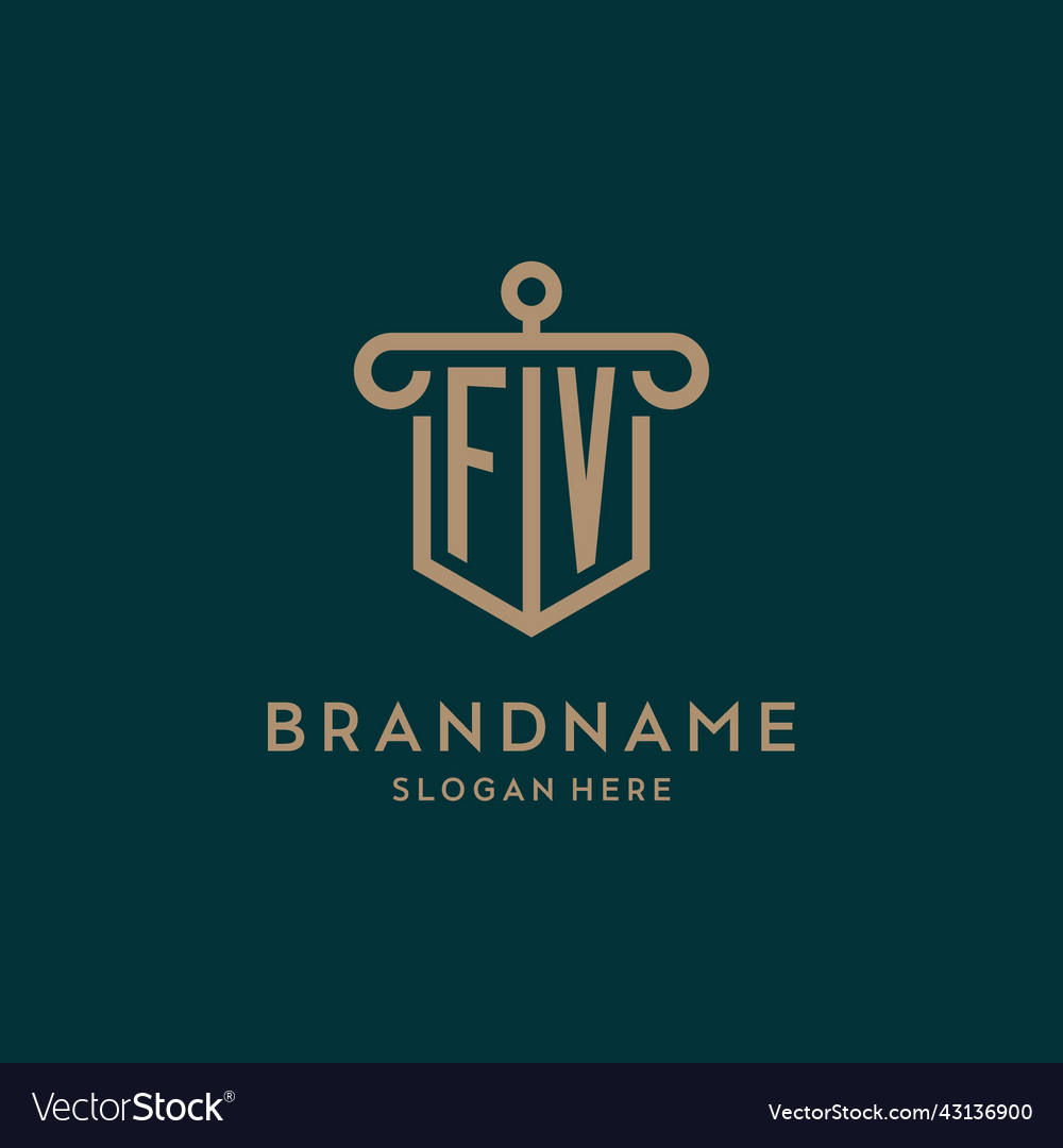 Fv monogram initial logo design with shield