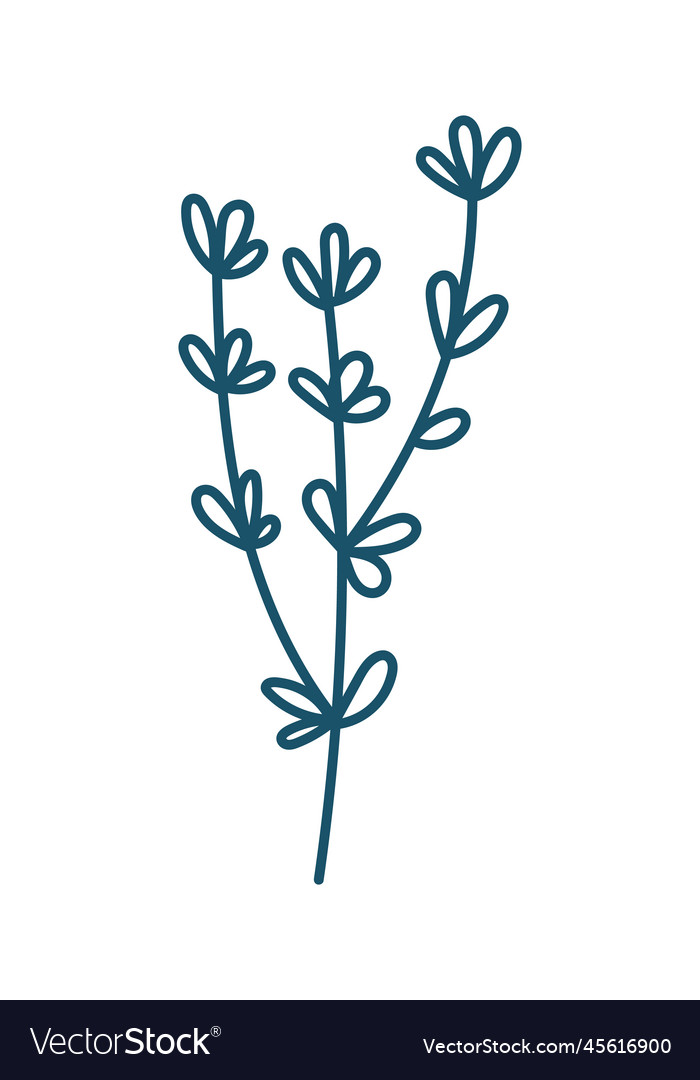 Hand drawn abstract plant branch flat icon spring