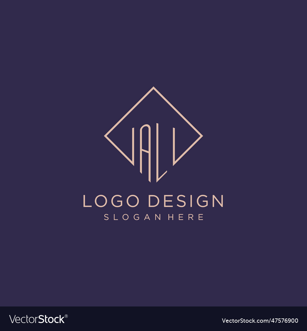 Initials al logo monogram with rectangle style Vector Image