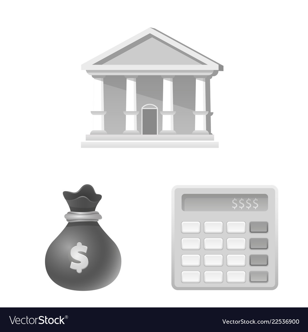 Isolated object of bank and money icon collection