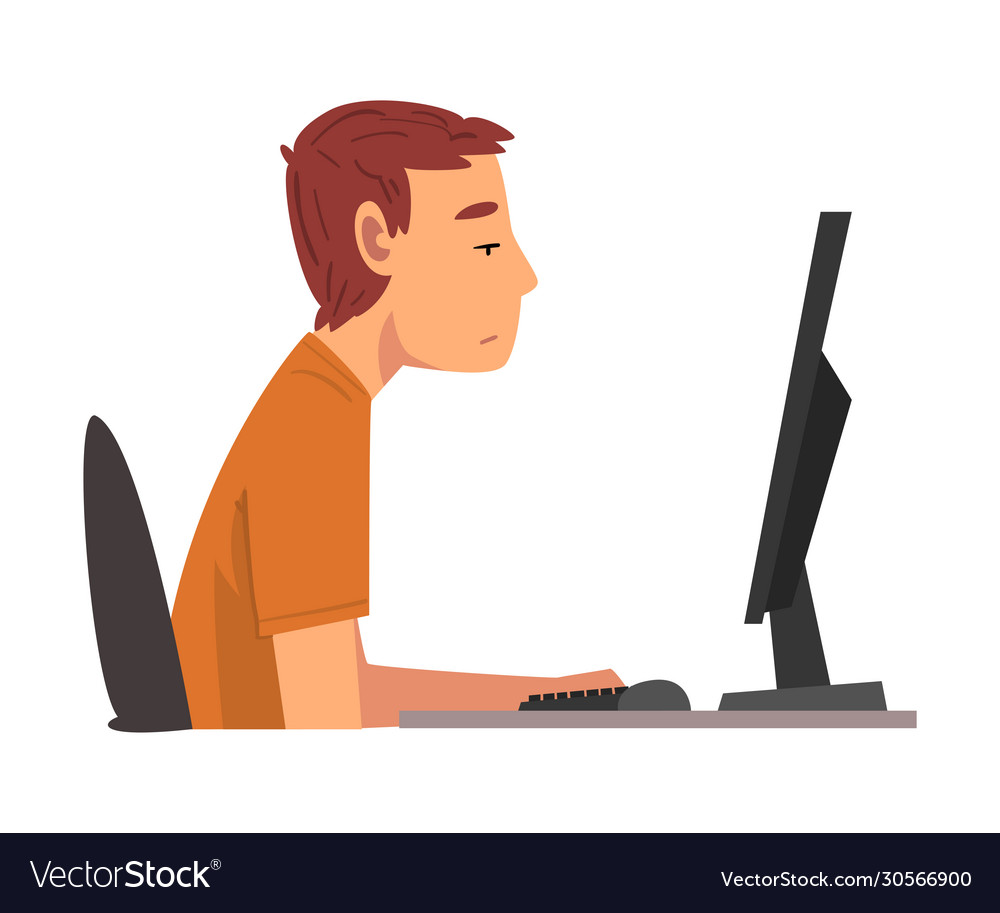 Lazy Man at Computer Desk