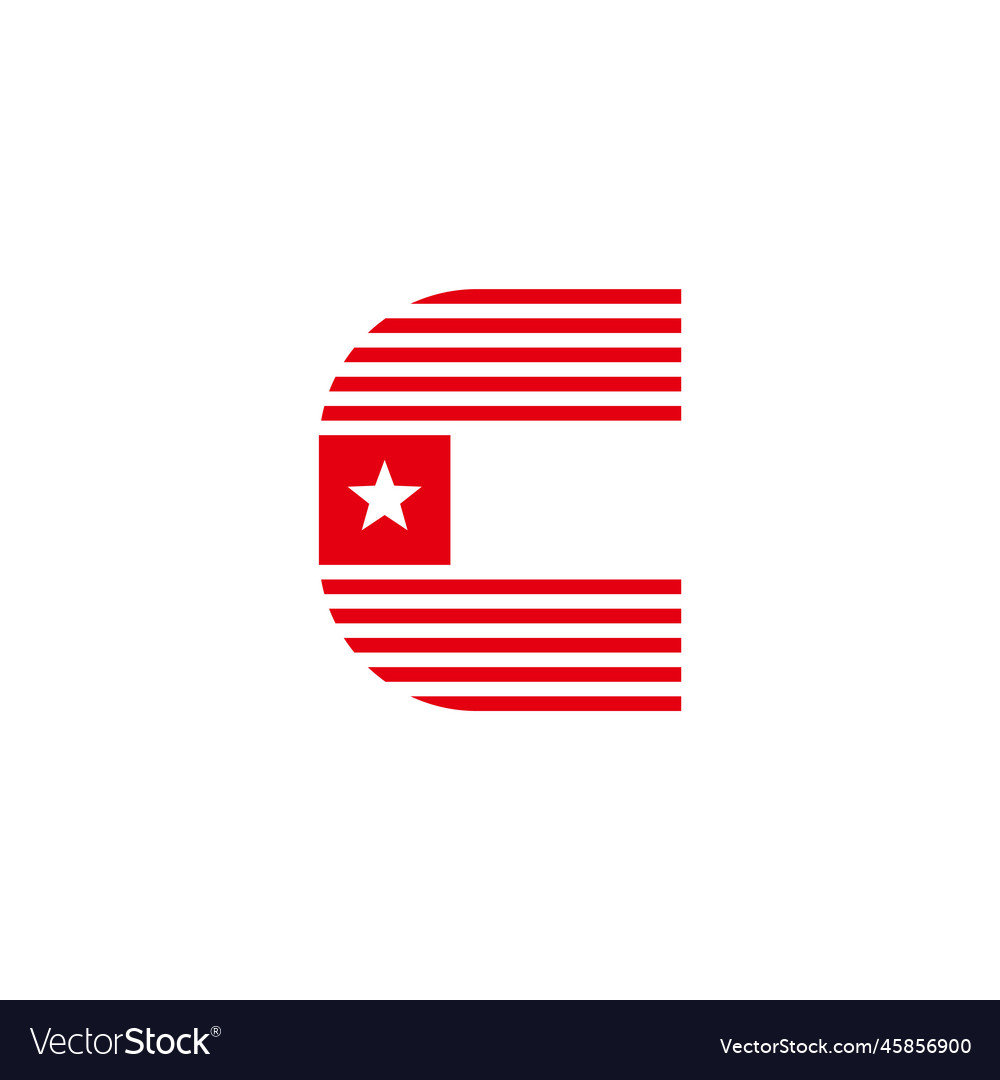 Letter c stripes star design flag logo