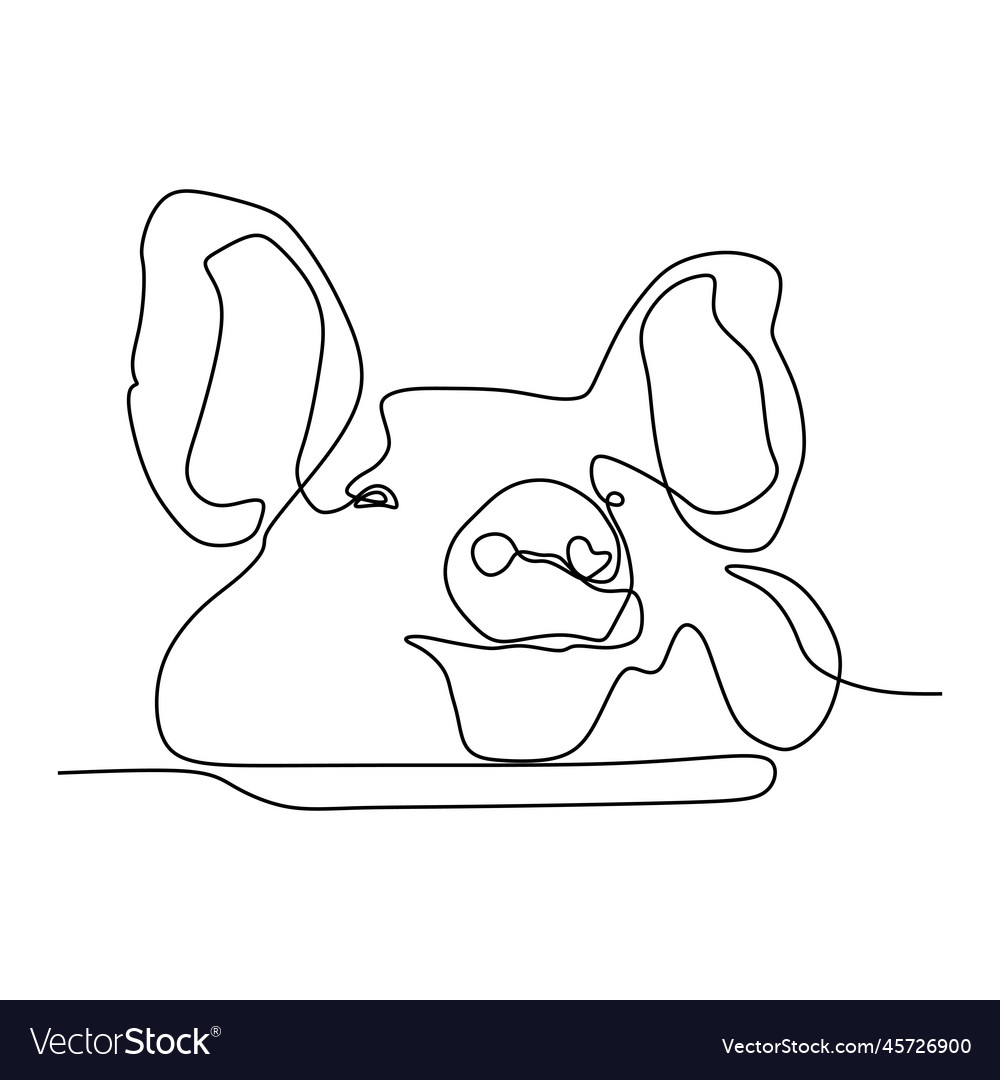 One continuous line drawing of pig head vector image One continuous line drawing of pig head