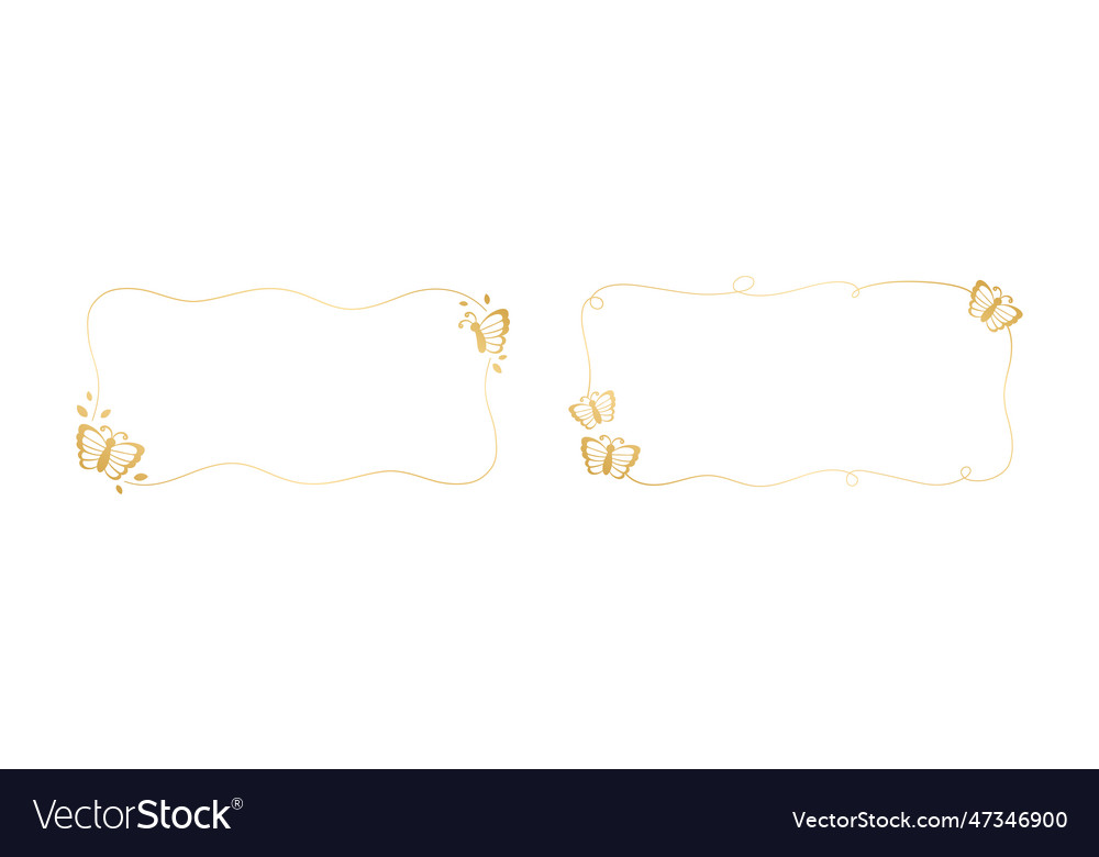 Rectangular gold frame with butterflies abstract