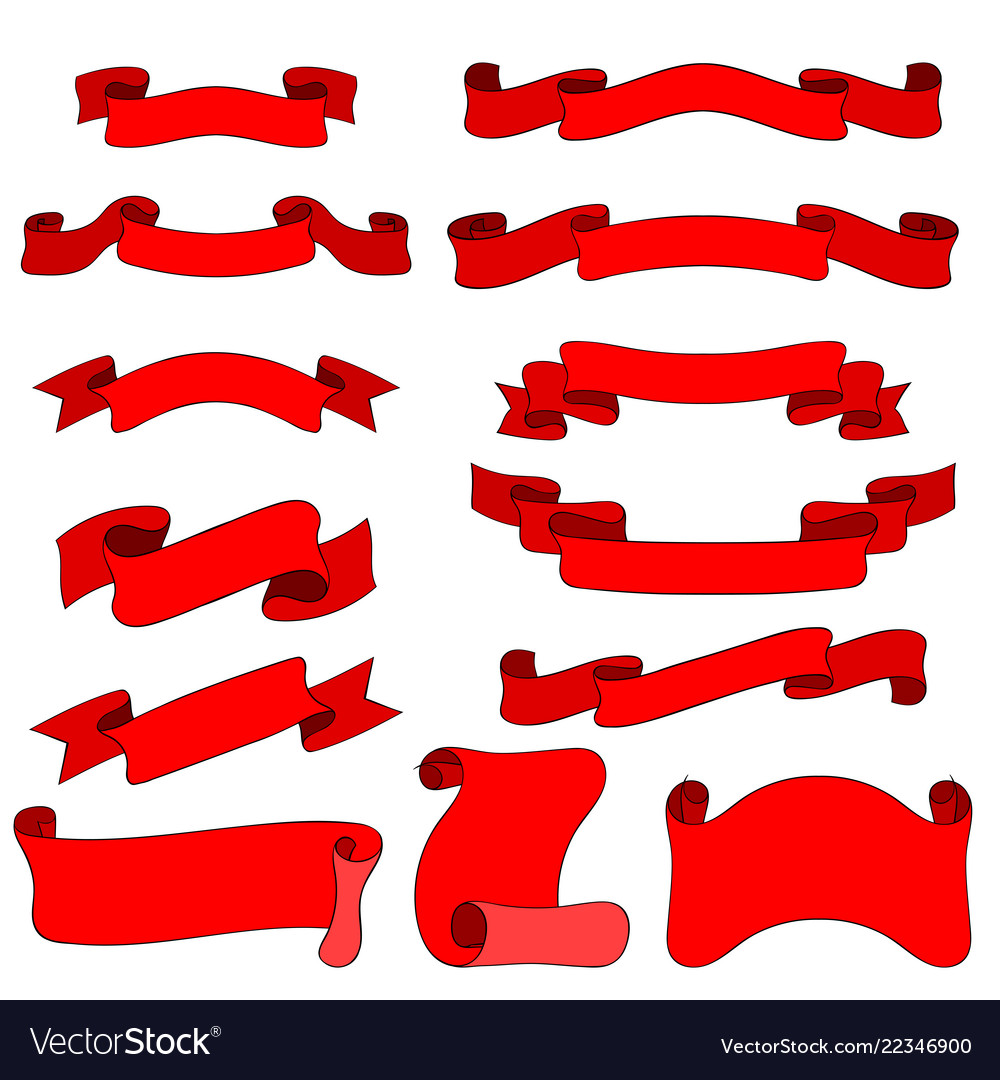 Ribbon banners red signs Royalty Free Vector Image