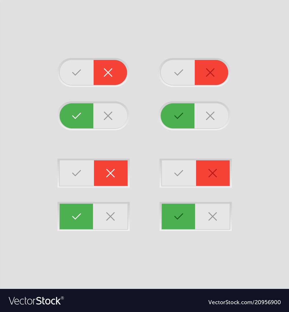 Set of colorful toggle switch icons
