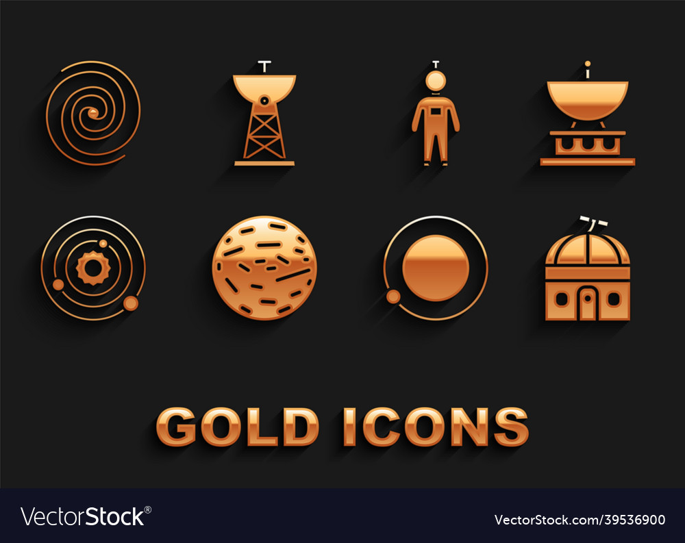 Set planet venus satellite dish astronomical vector image Set planet venus satellite dish astronomical
