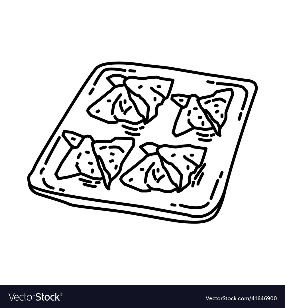 Wontons food icon doodle hand drawn or outline