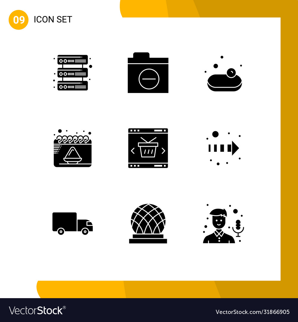 9 universal solid glyphs set for web and mobile