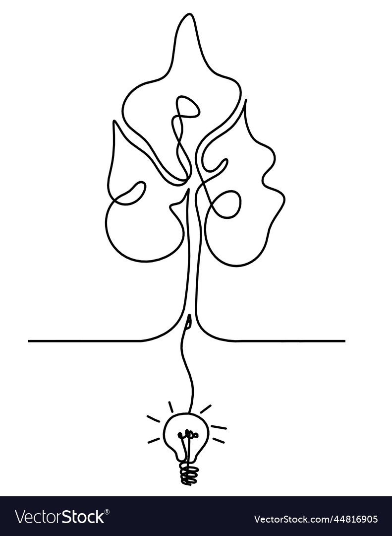 Abstract tree with light bulb as line drawing