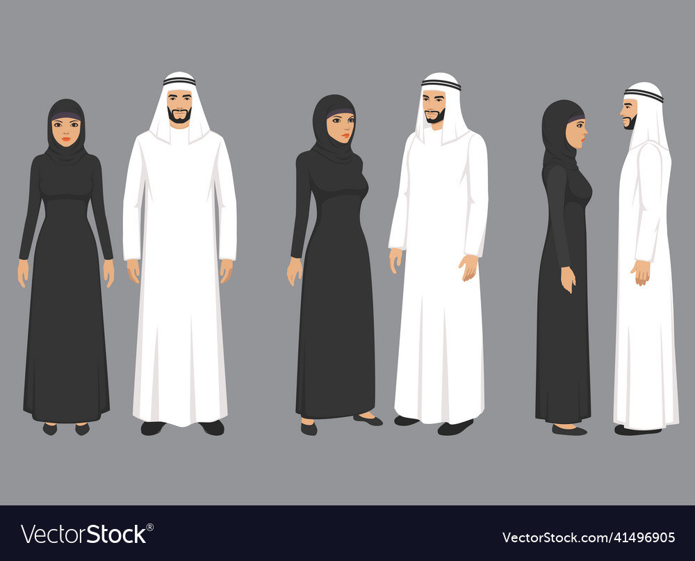 Arabisches Paar in traditioneller Kleidung Mitte