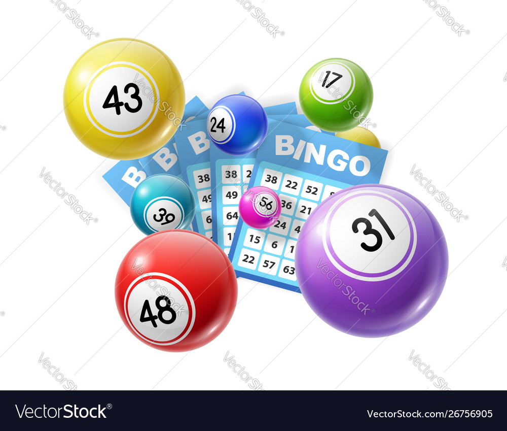 Bingo lottery balls and lotto cards lucky numbers Vector Image