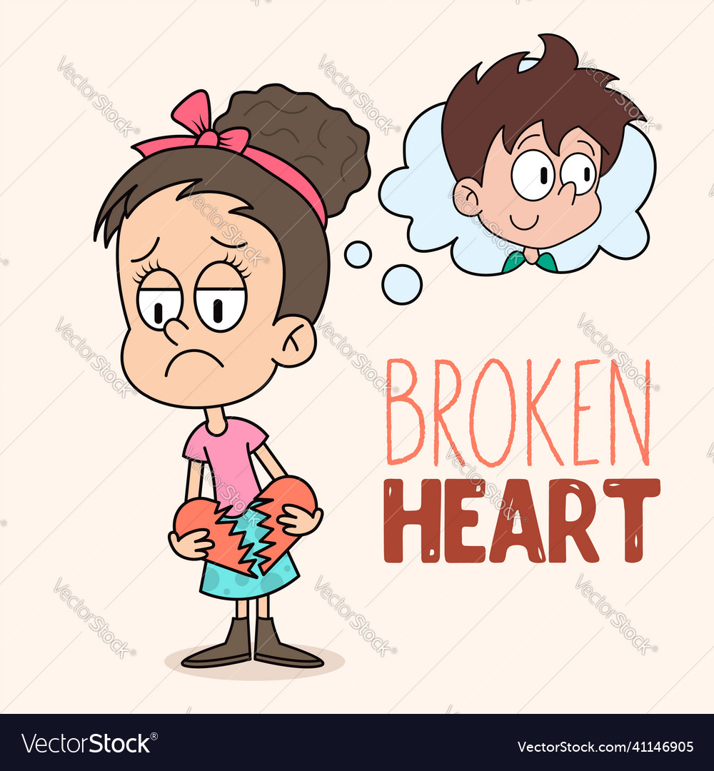Cartoon unrequited love concept broken heart sad Vector Image Cartoon unrequited love concept broken heart sad Vector Image