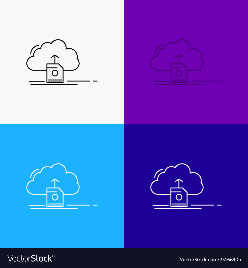 Cloud upload save data computing icon over vector image Cloud upload save data computing icon over