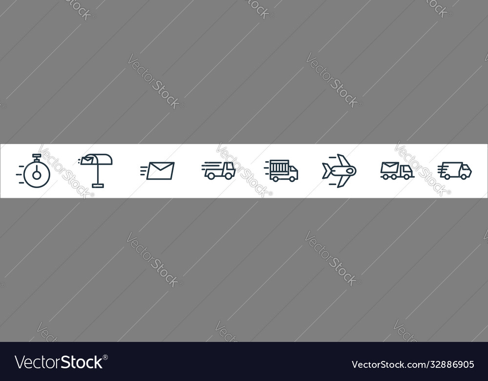 Delivery line icons linear set quality vector image Delivery line icons linear set quality