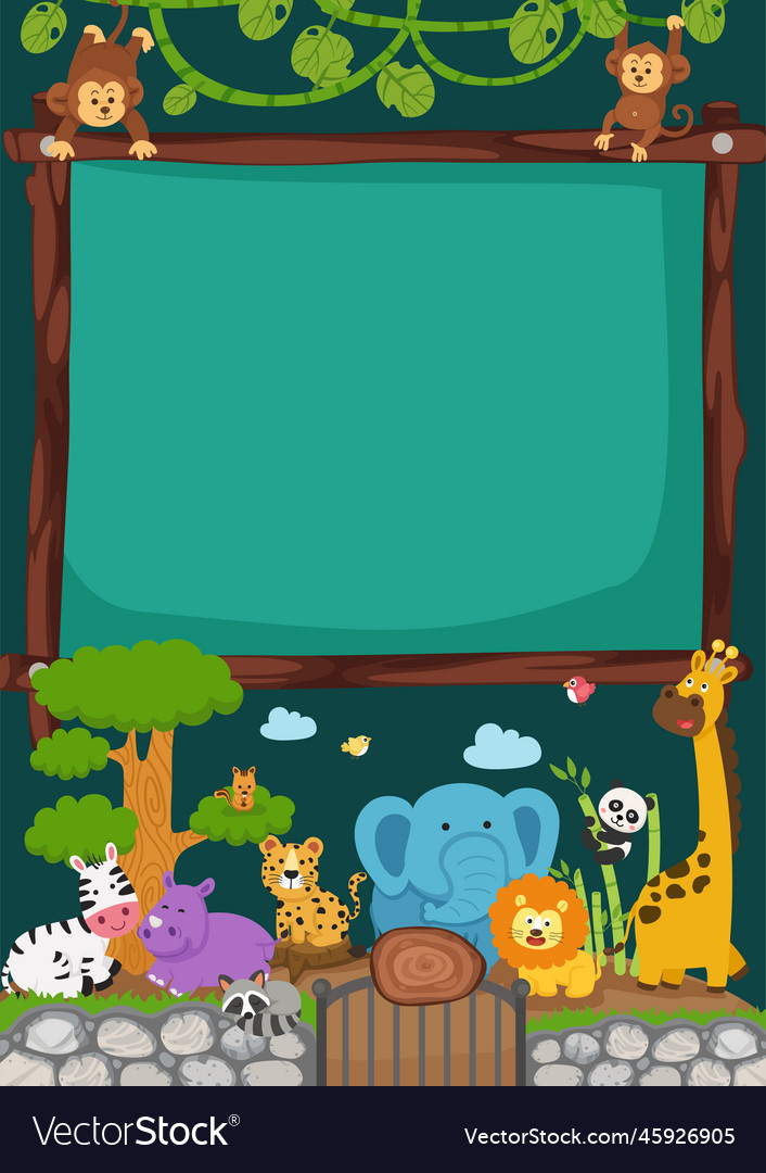 Empty banner template with zoo vector image Empty banner template with zoo