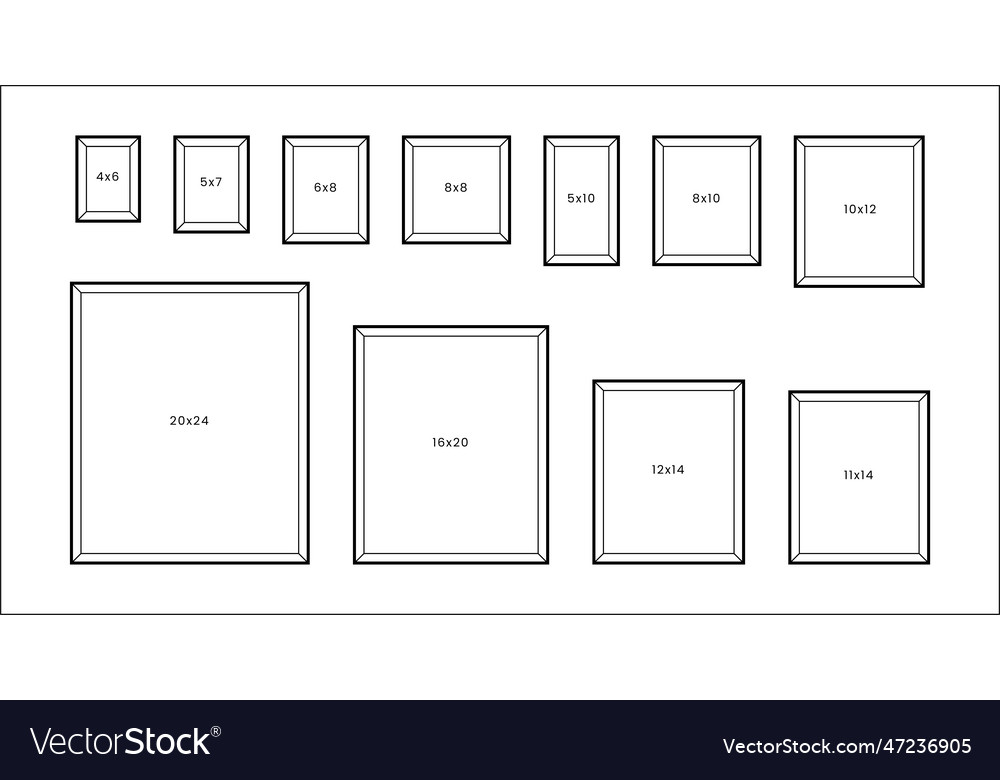 Frame Designs Of Different Sizes In Inches Vector Image