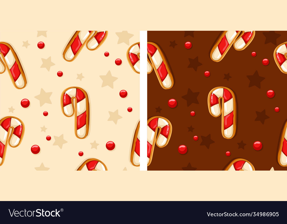 Gingerbread pattern snowy background