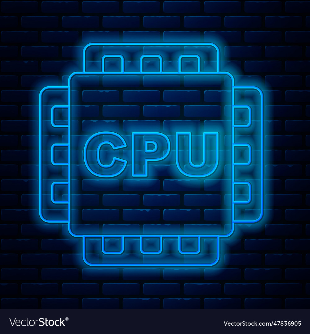 Glowing neon line computer processor