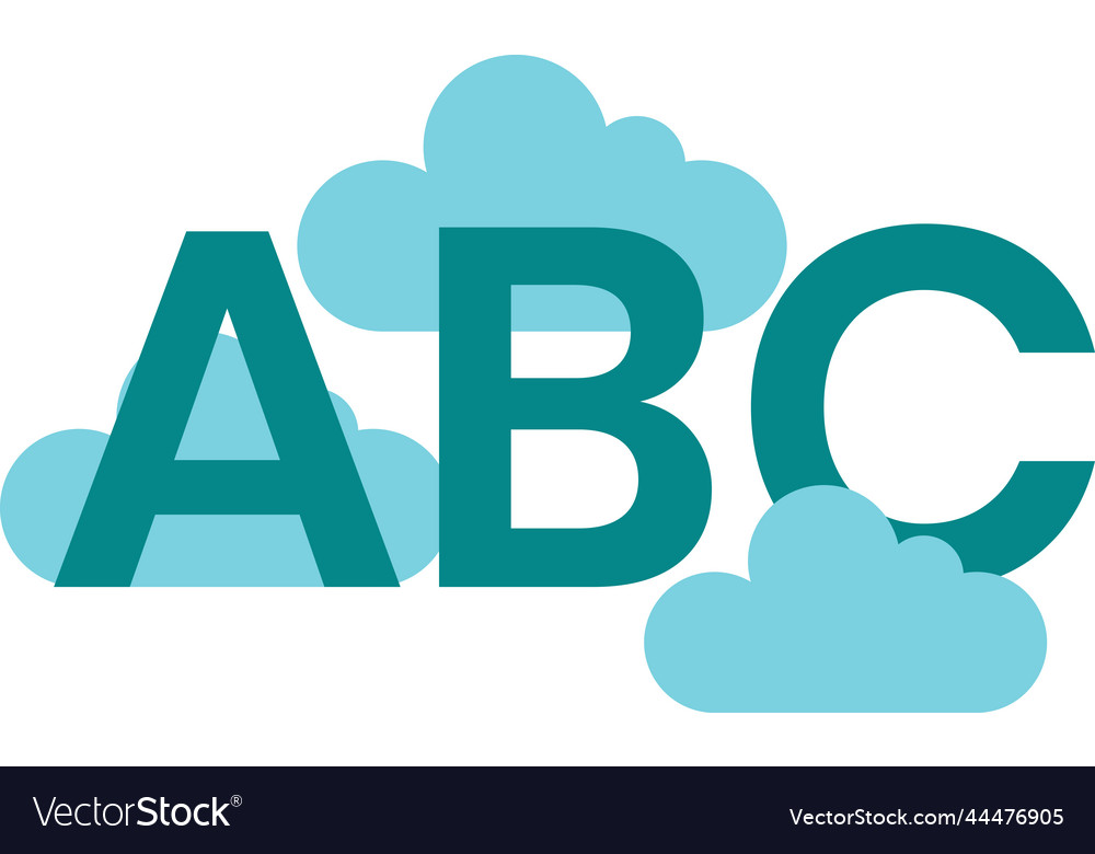 Letters abc floating in the clouds minimal