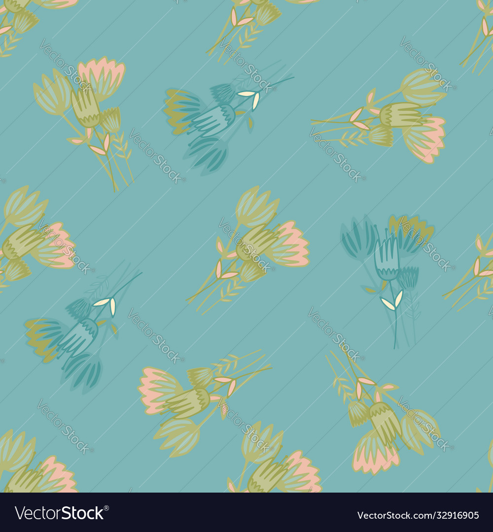 Random seamless pattern with flowers outline Vector Image Random seamless pattern with flowers outline