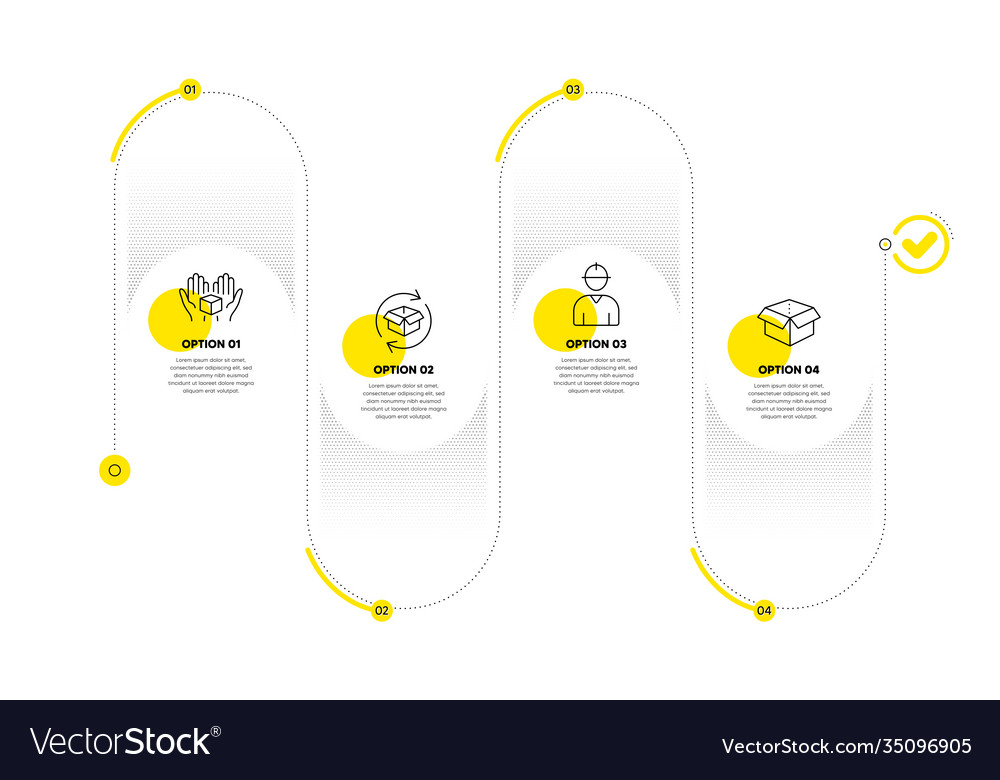 Return parcel engineer and hold box icons set vector image Return parcel engineer and hold box icons set