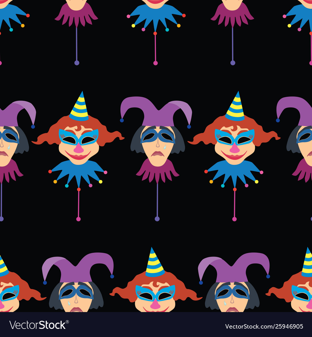 Seamless background glad and sad carnival masks Vector Image