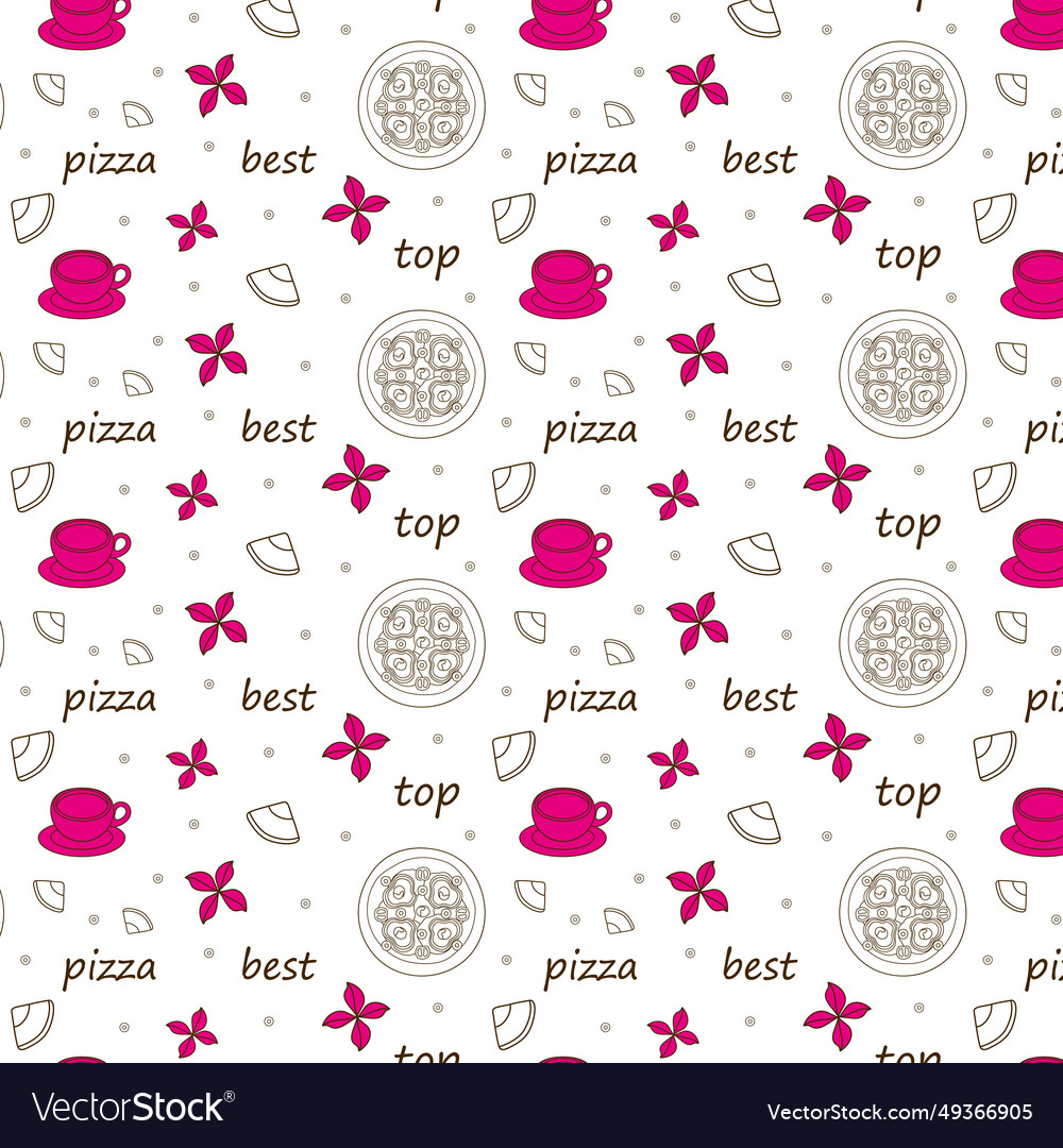 Seamless pattern with inscriptions best top pizza vector image Seamless pattern with inscriptions best top pizza