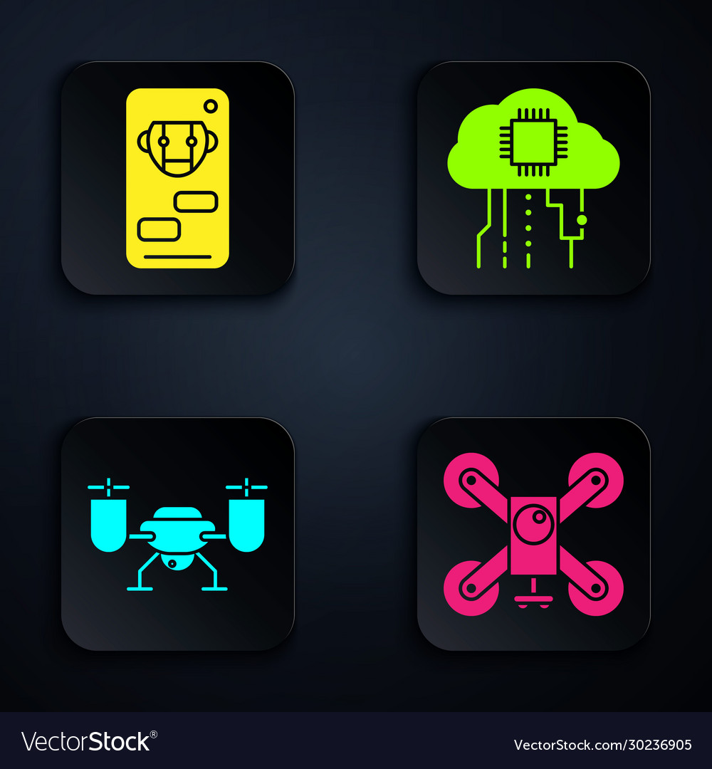Set drone flying with action camera bot vector image Set drone flying with action camera bot