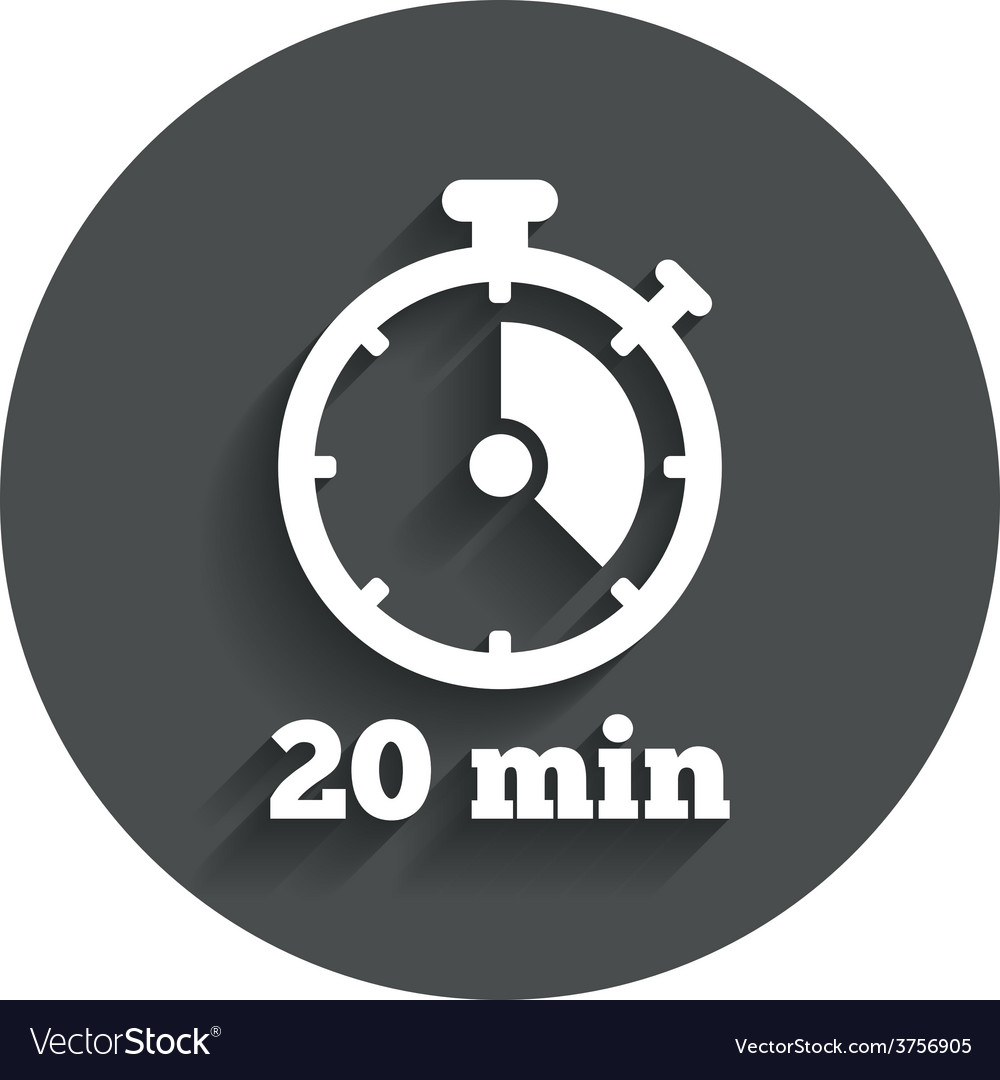 Timer sign icon 20 minutes stopwatch symbol