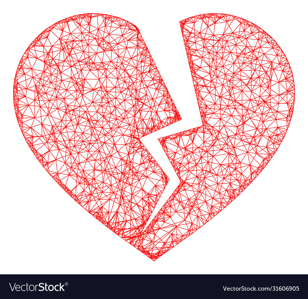 Web net broken heart icon vector image Web net broken heart icon