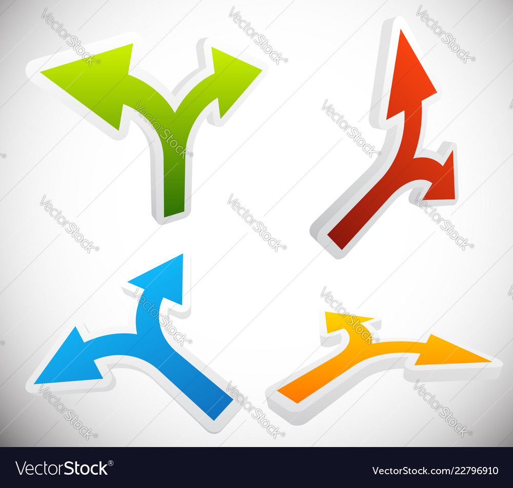 3d 2 way arrow shapes set - design elements