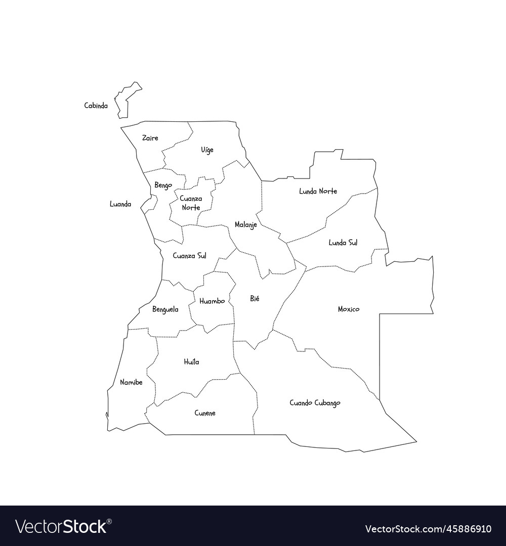 Angola political map of administrative divisions Vector Image