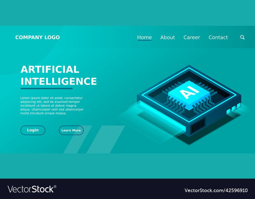 Artificial intelligence ai web banner isometric vector image Artificial intelligence ai web banner isometric