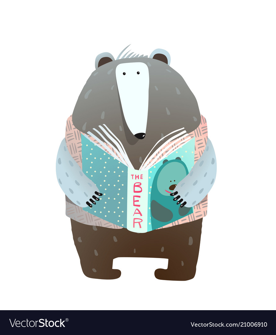 Bear reading book Royalty Free Vector Image - VectorStock