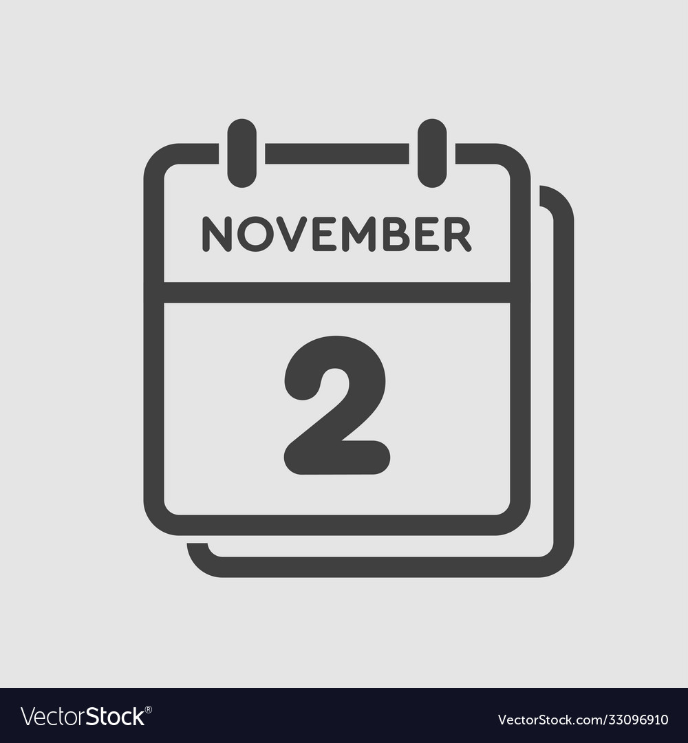 Calendar icon day 2 november template Royalty Free Vector