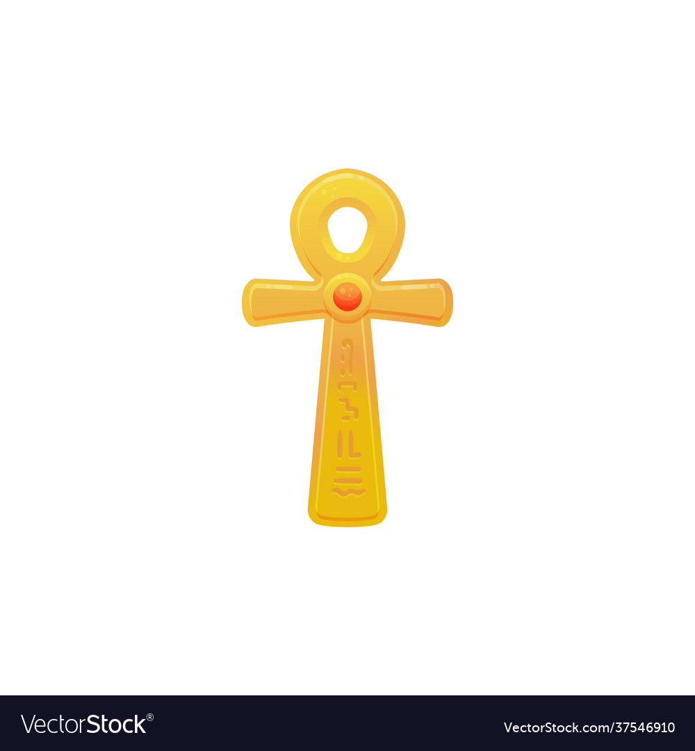 Egyptian gold cross or ankh flat